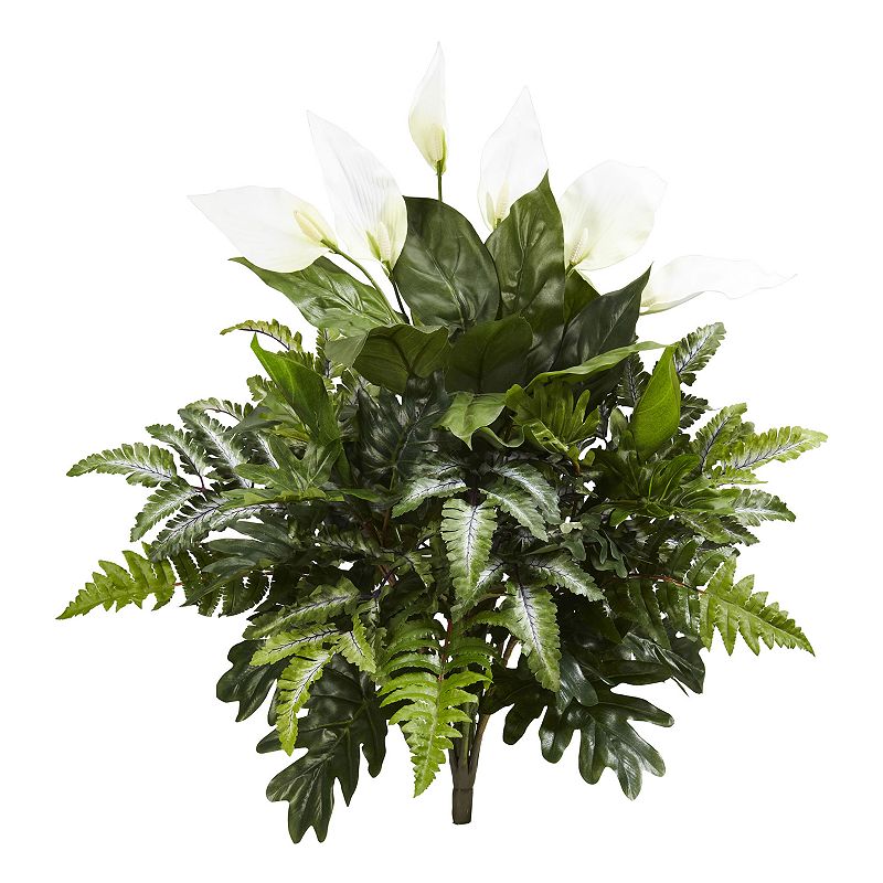 nearly natural 27 In. Mixed Spathiphyllum Artificial Plant (Set of 2), Gree