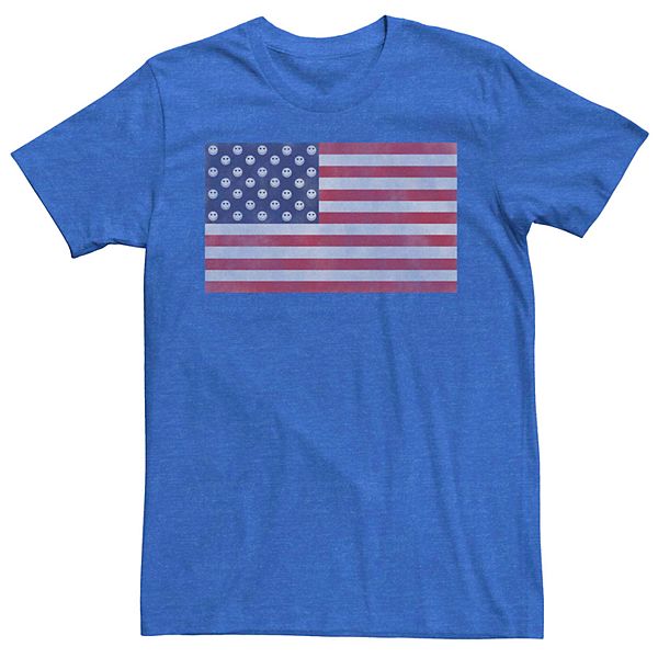 Men's Chin-Up American Flag Smiley Face Stars Graphic Tee