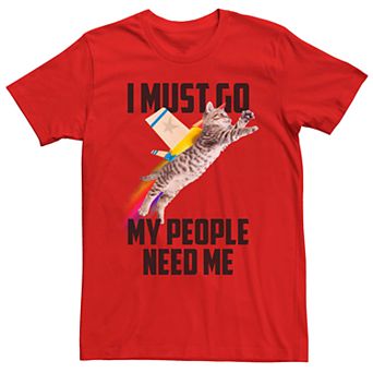 Men's My People Need Me Cat Flying Graphic Tee