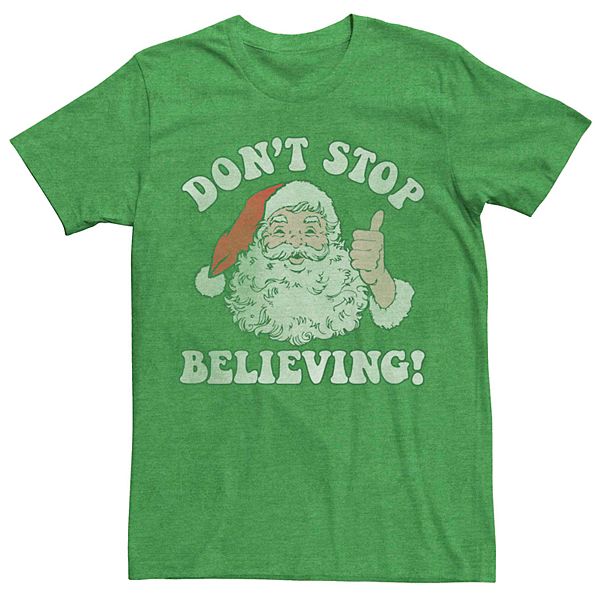 Men's Santa Claus Don't Stop Believing Vintage Christmas Graphic Tee