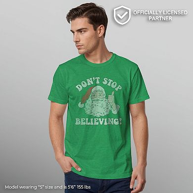 Men's Santa Claus Don't Stop Believing Vintage Christmas Graphic Tee