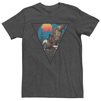Men's Bald Eagle Triangle Sunset Portrait Graphic Tee
