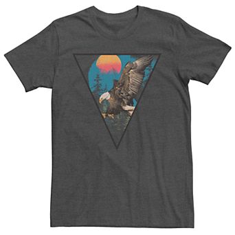 Men's Bald Eagle Triangle Sunset Portrait Graphic Tee