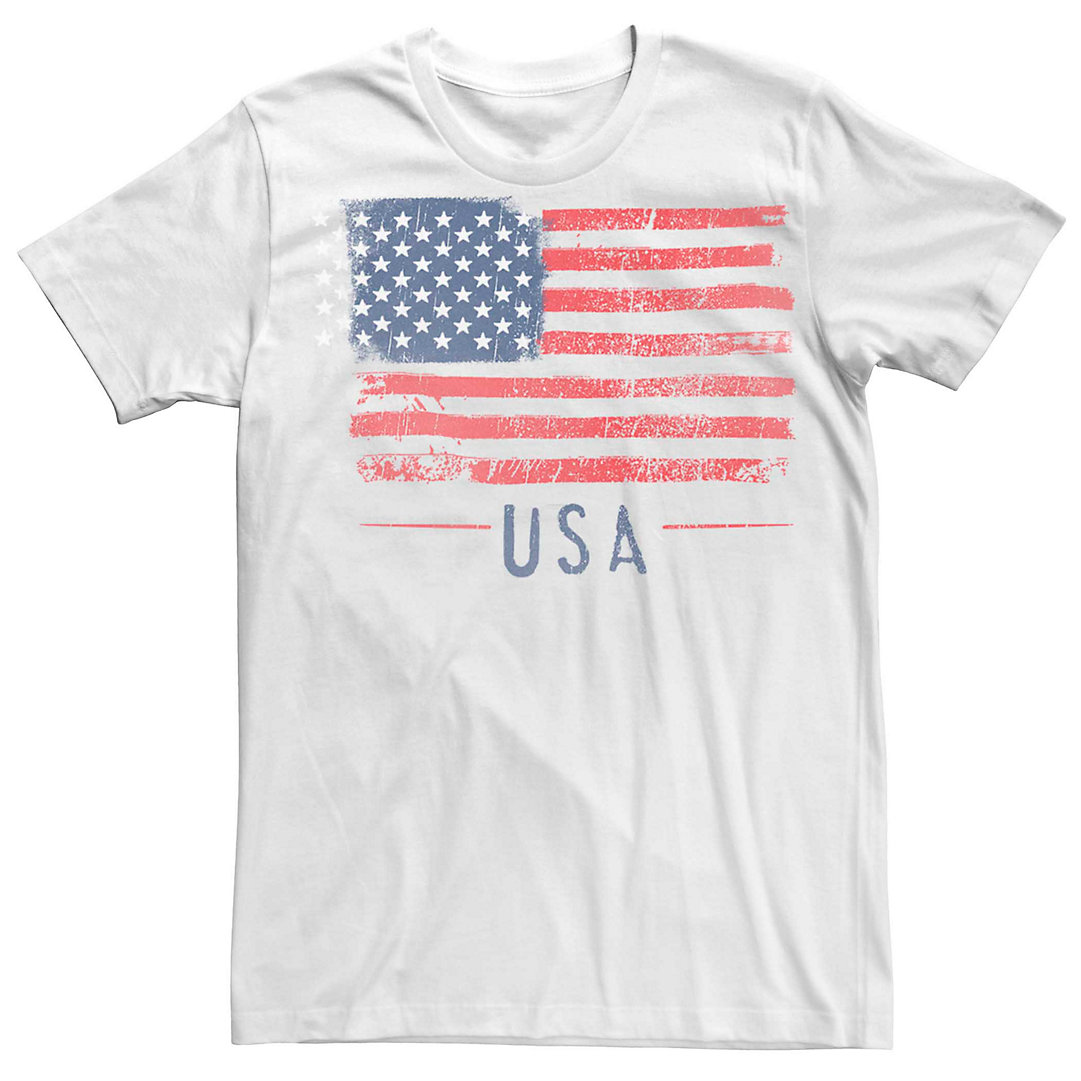 USA Flag Men's T shirt Tops 4th of July White US Flag Vintage 