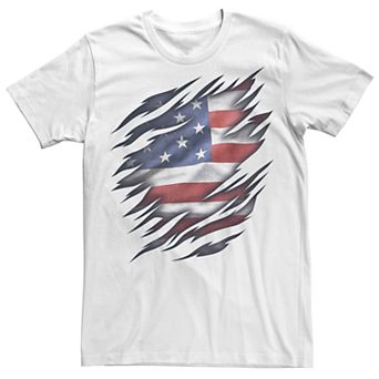 Men's American Flag Rip Through Graphic Tee