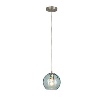 Catalina Lighting Azura Hammered Blue Glass Pendant - Brushed Nickel