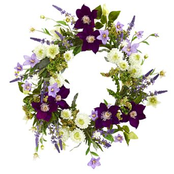 nearly natural 22 in Mixed Flower Artificial Wreath