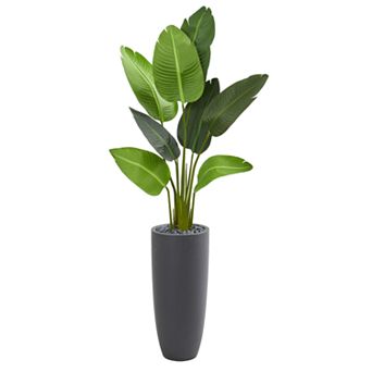 nearly natural 5.5 Ft. Traveler's Palm Artificial Tree in Gray Planter