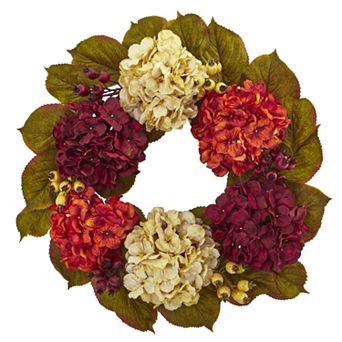 nearly natural 20 in Hydrangea Berry Artificial Wreath