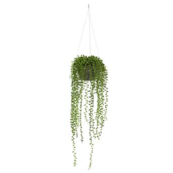 nearly natural String of Pearl Artificial Plant Hanging Basket