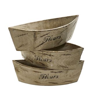 nearly natural White Washed Wood Planter (Set of 3)