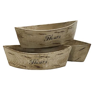 nearly natural White Washed Wood Planter (Set of 3)