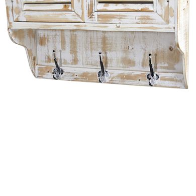 nearly natural 32 In. White Washed Wall Cabinet with Hooks