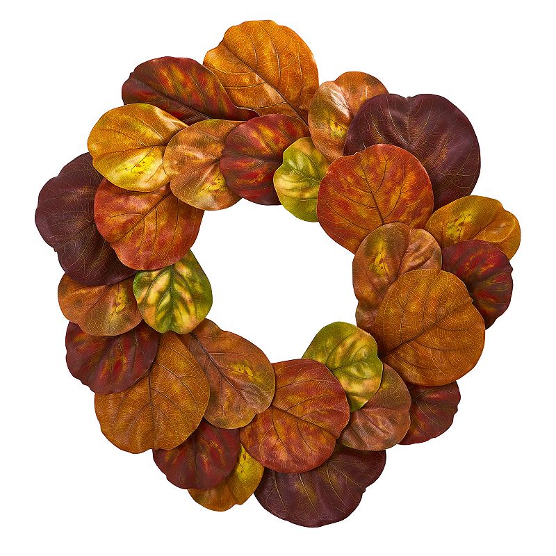 nearly natural Fiddle Leaf Artificial Wreath, Orange