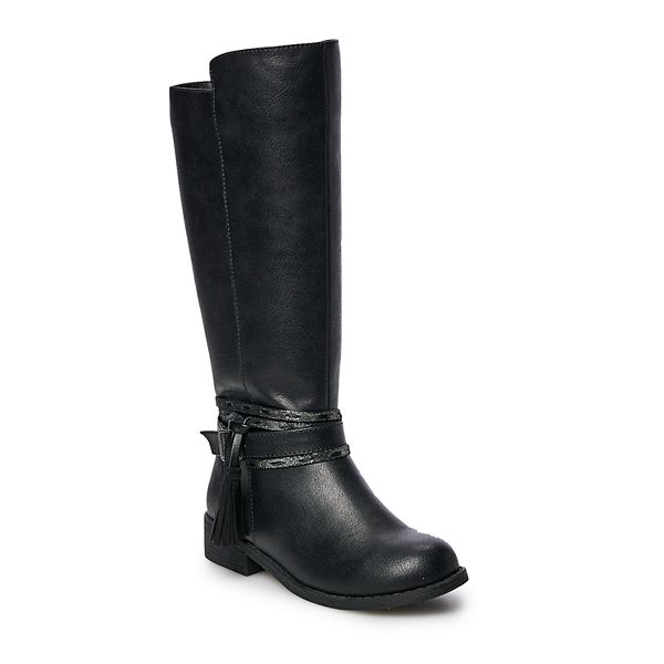 Girls black tall clearance boots