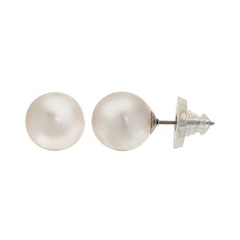 Womens PearLustre by Imperial Sterling Silver 10mm Freshwater Cultured Pearl Stud Earrings