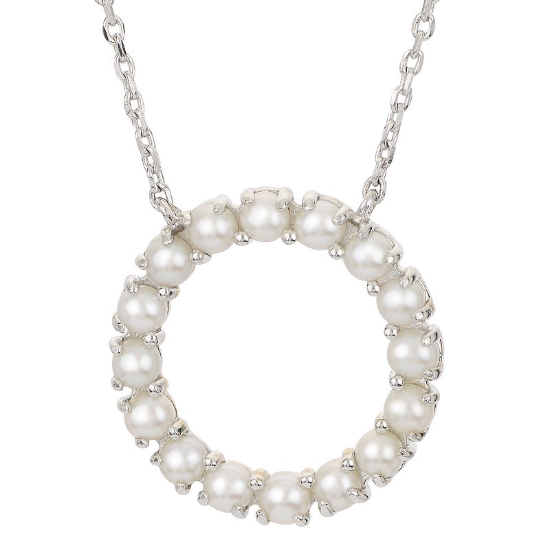 Sterling Silver Freshwater Cultured Pearl Circle Necklace, Womens, Size: 