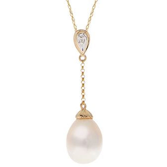 PearLustre by Imperial 10k Gold Cultured Freshwater Pearl & Diamond Accent Pendant Necklace