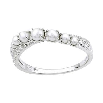 PearLustre by Imperial Sterling Silver Graduated Freshwater Cultured Pearl Ring