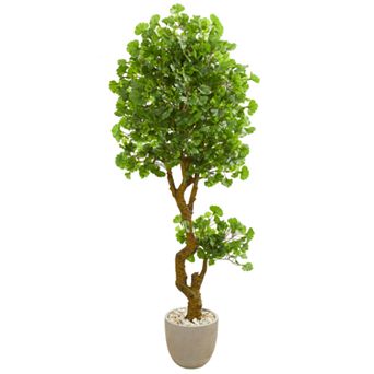 nearly natural 6.5 Ft. Jingo Artificial Tree in Sand Colored Planter UV Resistant (Indoor/Outdoor)