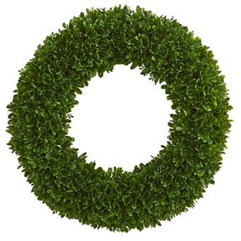 nearly natural 19.5 in Tea Leaf Wreath UV Resistant (Indoor / Outdoor)