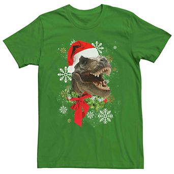 Men's Christmas T-Rex Santa Hat Tee Shirt