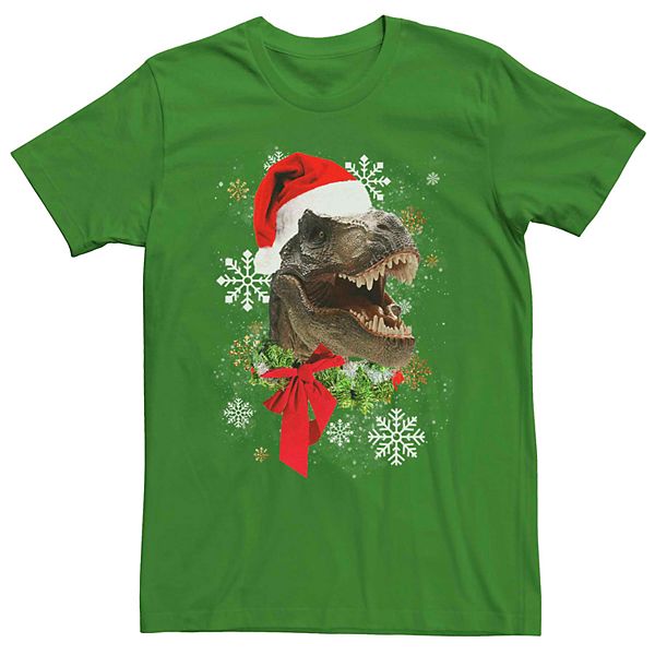 Men's Christmas TRex Santa Hat Tee Shirt