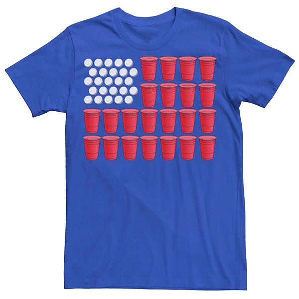Men s Beer Pong American Flag Tee
