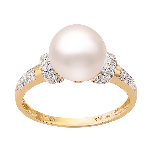 PearLustre by Imperial 14k Gold Freshwater Cultured Pearl & 1/5 Carat T ...