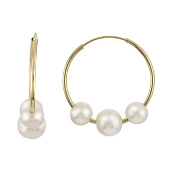PearLustre by Imperial 10k Gold Freshwater Cultured Pearl Endless Hoop Earrings