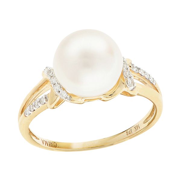 PearLustre by Imperial 14k Gold Freshwater Cultured Pearl and Diamond ...