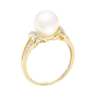 PearLustre by Imperial 14k Gold Freshwater Cultured Pearl and Diamond Accent Ring