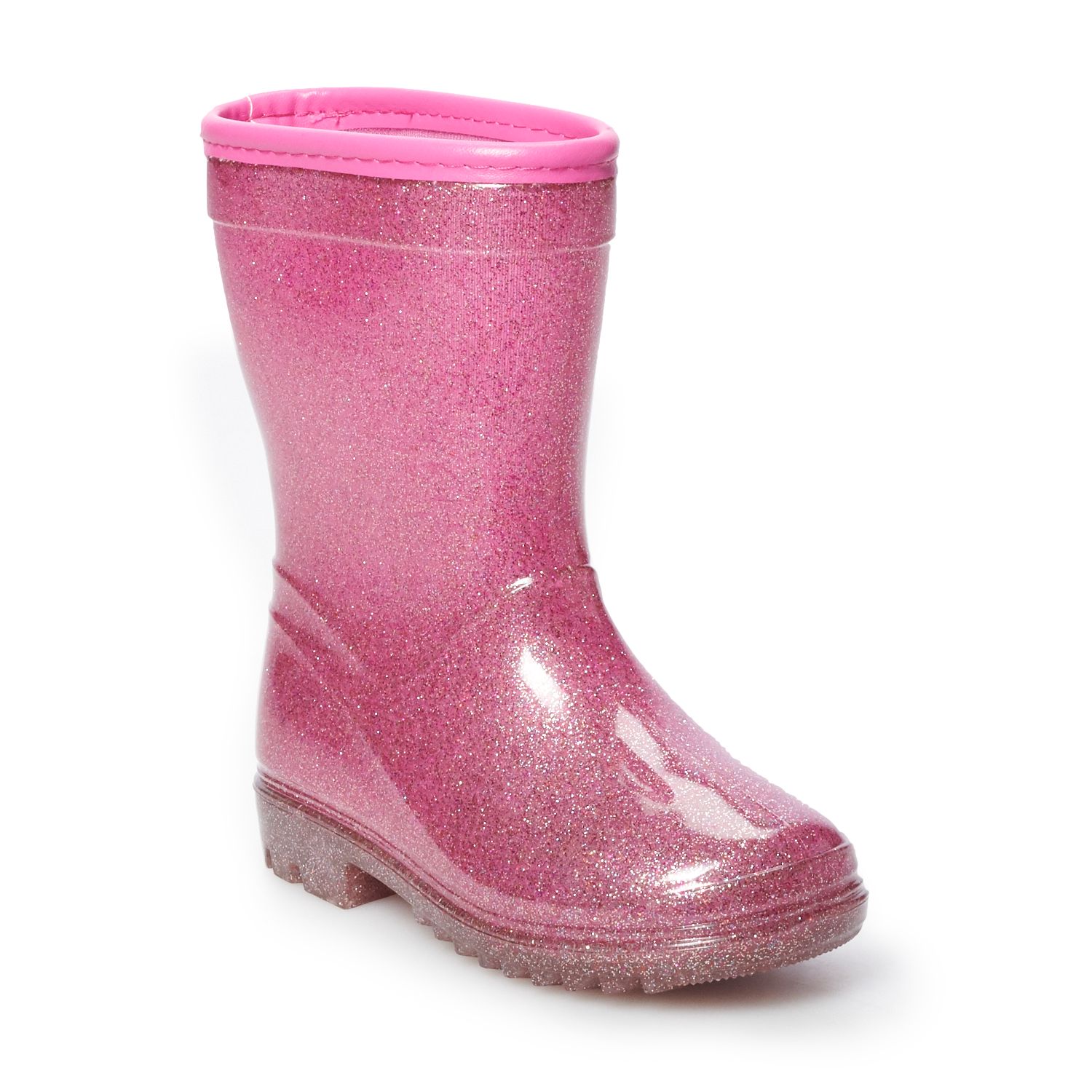 pink glitter rain boots