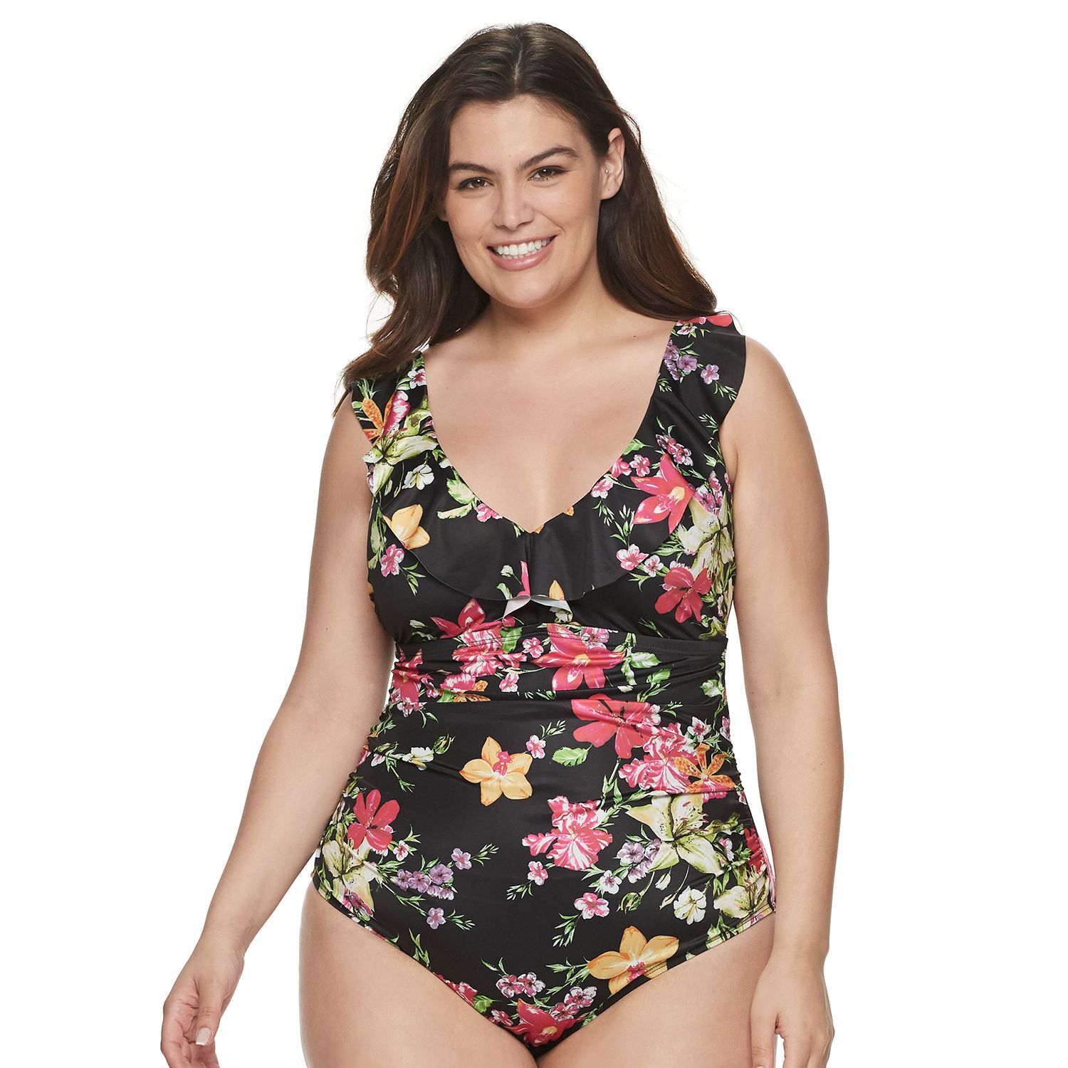 plus size ruffle one piece swimsuit