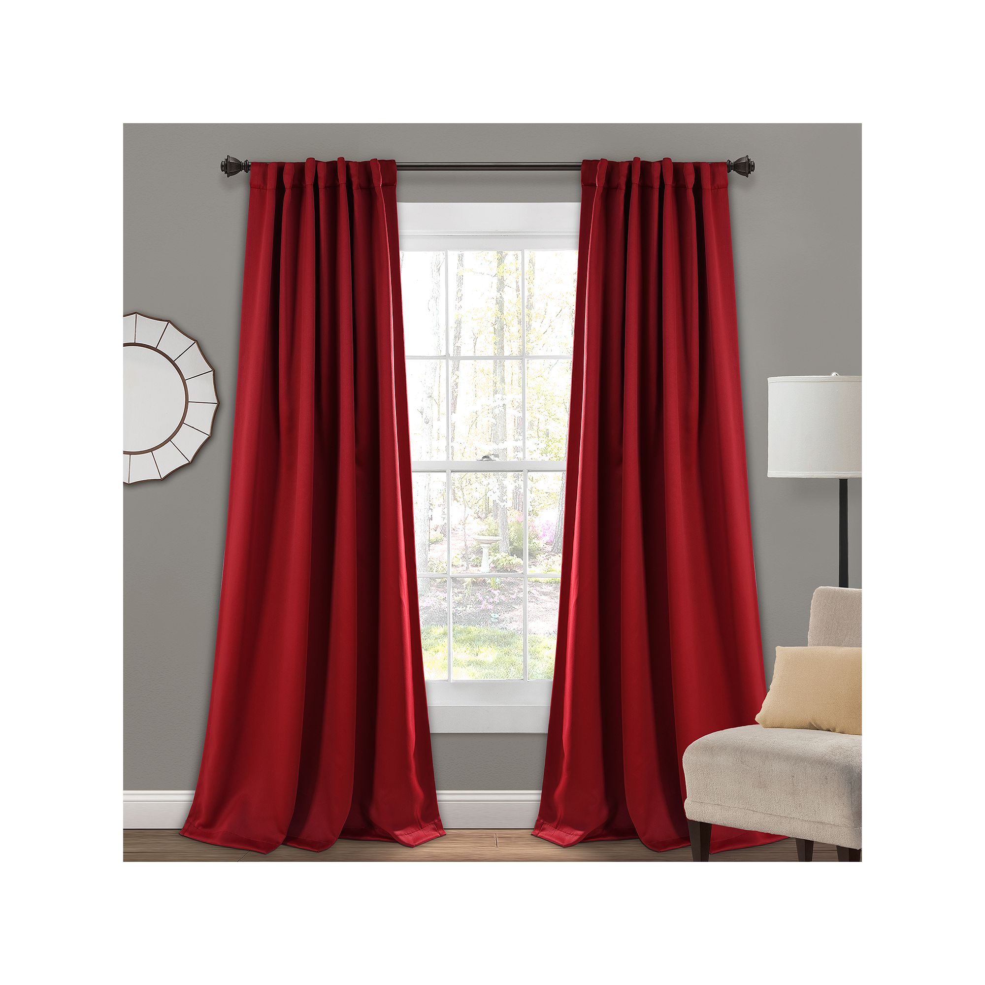 Lush Decor Insulated Blackout Window Curtains Set, Red