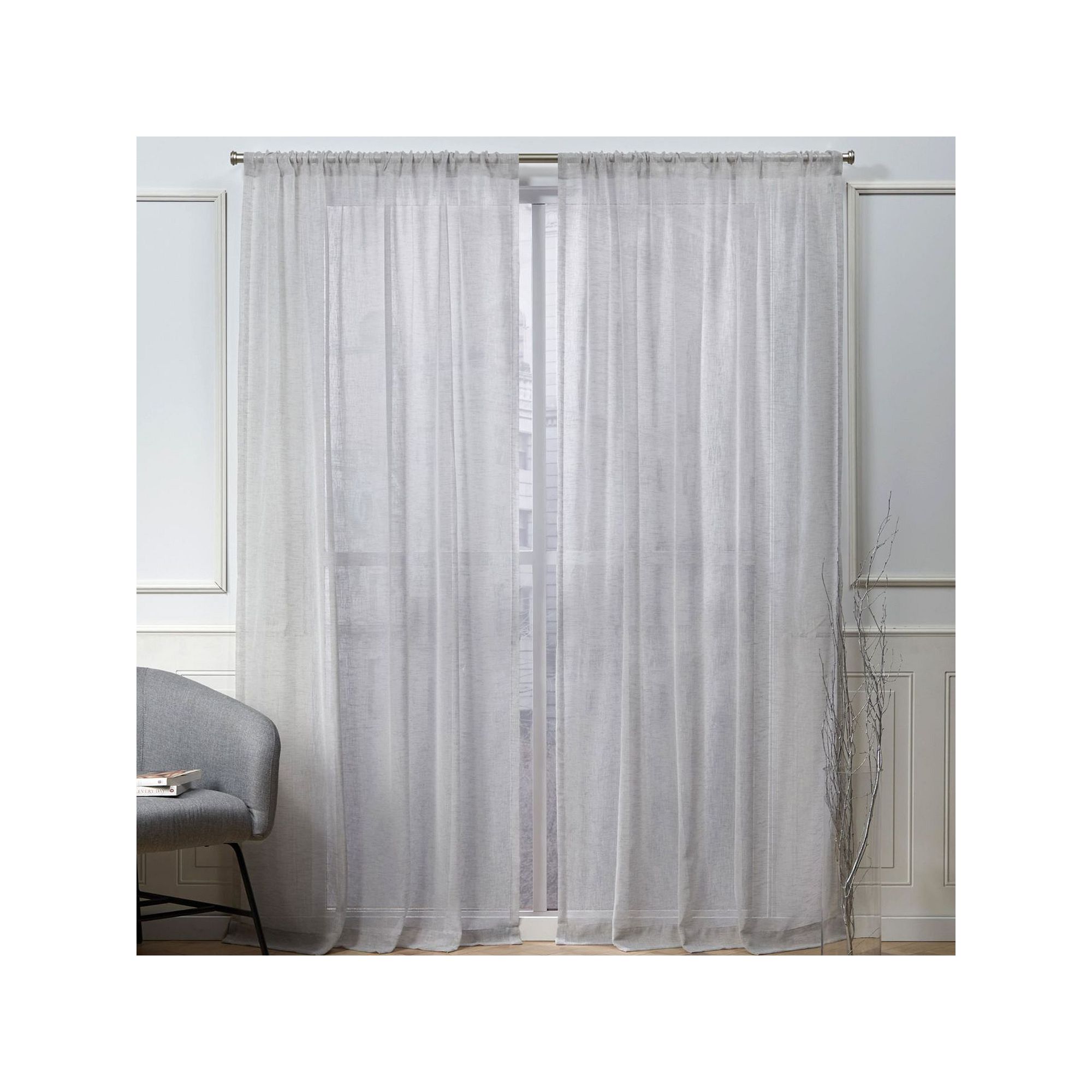 Nicole Miller New York 2-pack New York Belfry Sheer Window Curtains, Silver