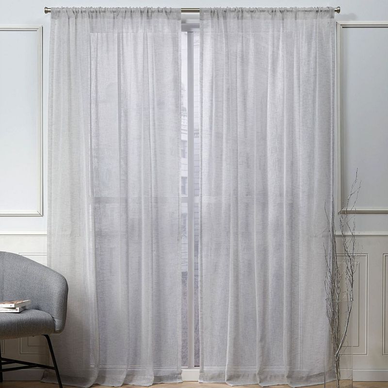 96"x50" Belfry Rod Pocket Sheer Window Curtain Panels Silver - Nicole Miller