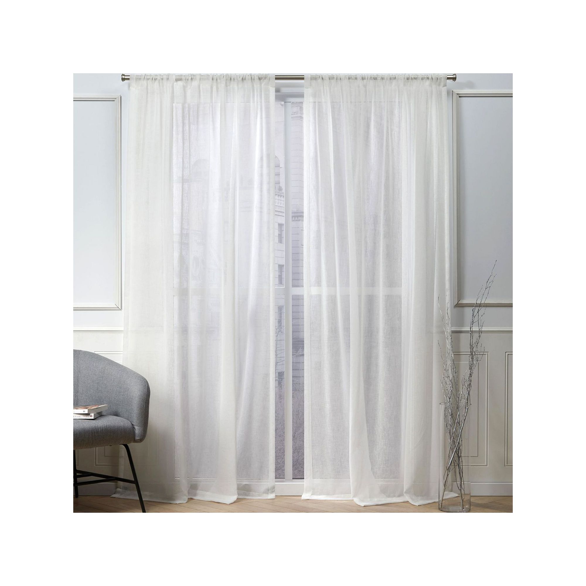 Nicole Miller New York 2-pack New York Belfry Sheer Window Curtains, Snowfl