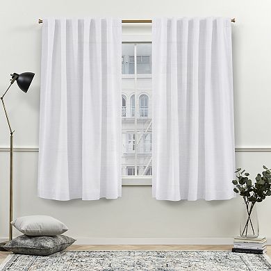 Nicole Miller 2-pack New York Faux Linen Slub Textured Window Curtains