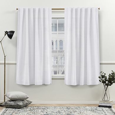 Nicole Miller 2-pack New York Faux Linen Slub Textured Window Curtains