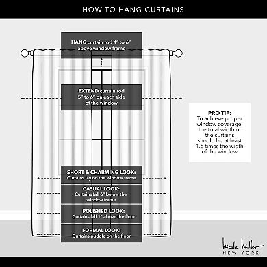 Nicole Miller 2-pack New York Faux Linen Slub Textured Window Curtains