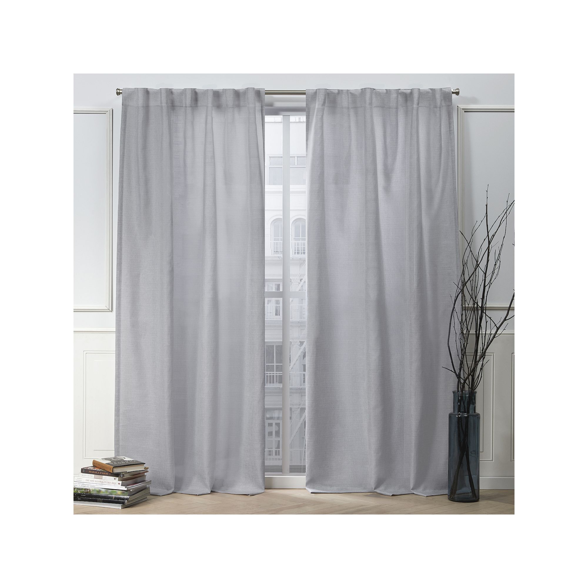 Nicole Miller New York 2-pack New York Faux Linen Slub Textured Window Curt