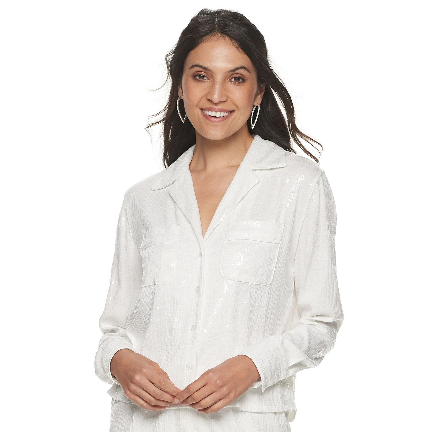 women's white sequin tops evening wear