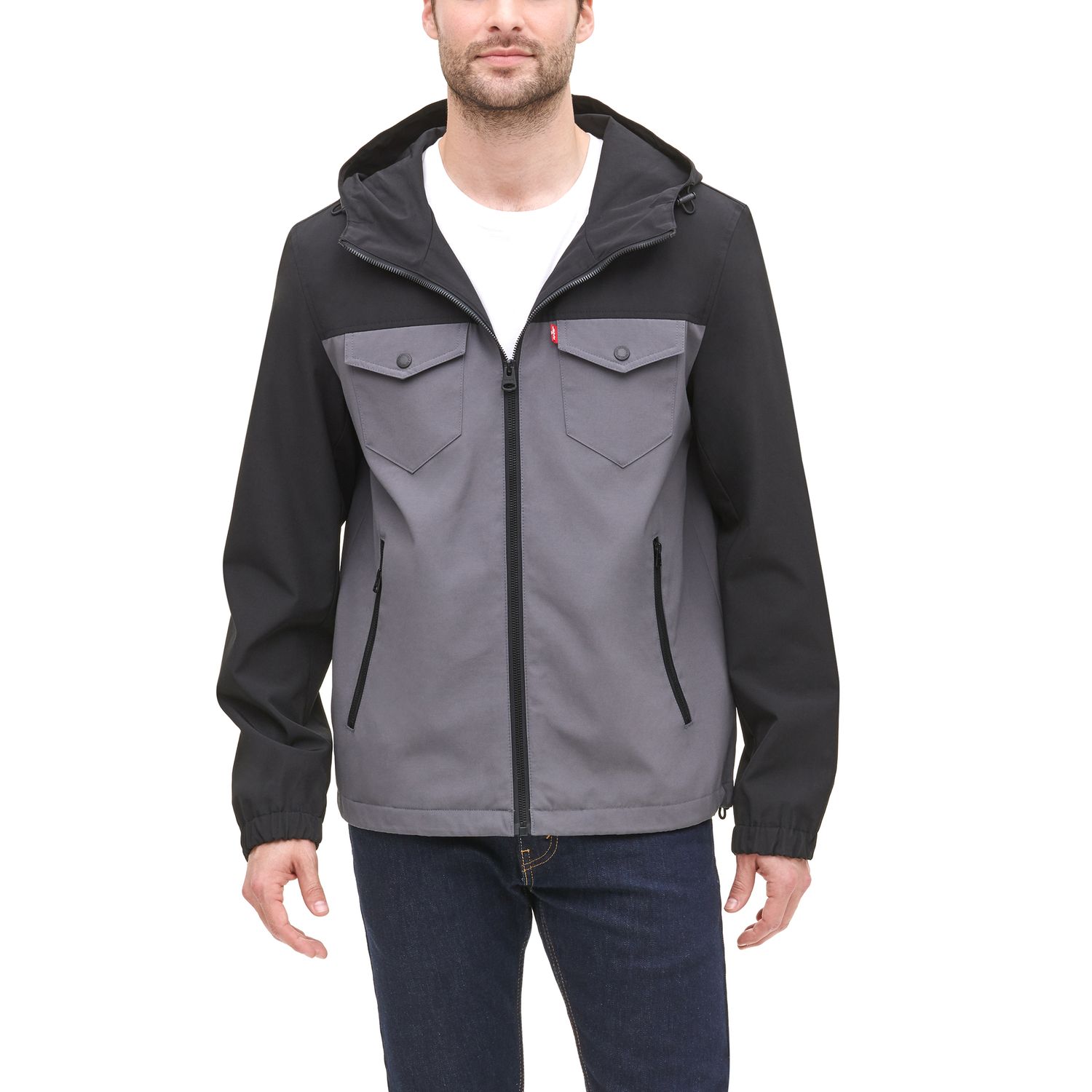 levi's hooded front zip raincoat