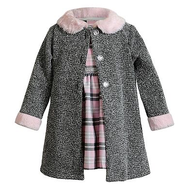 Girls Young Land Plaid Dress with Coat 2-Pc. Set