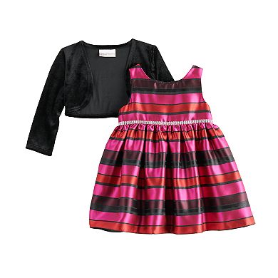 Baby Girl Youngland 2-Piece Stripe Woven Dress with Shrug