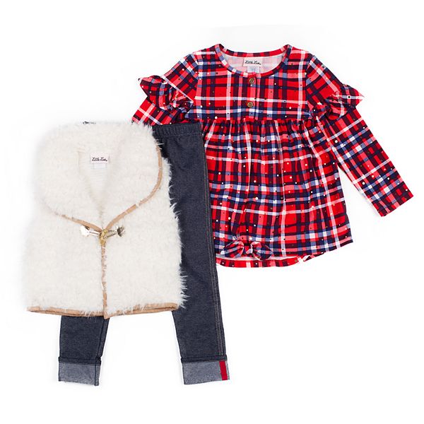 Little lass faux store fur vest set