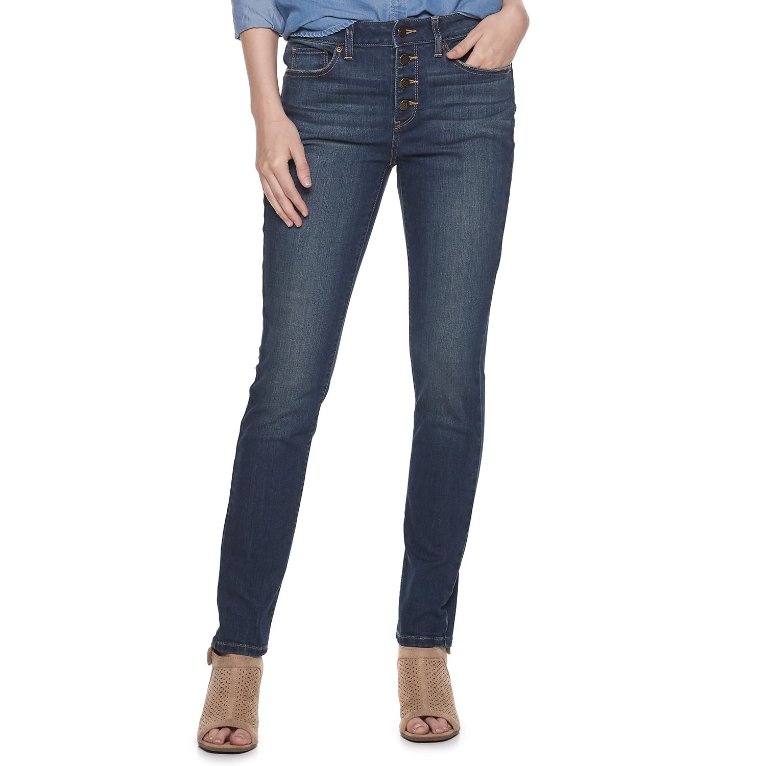 button front womens jeans