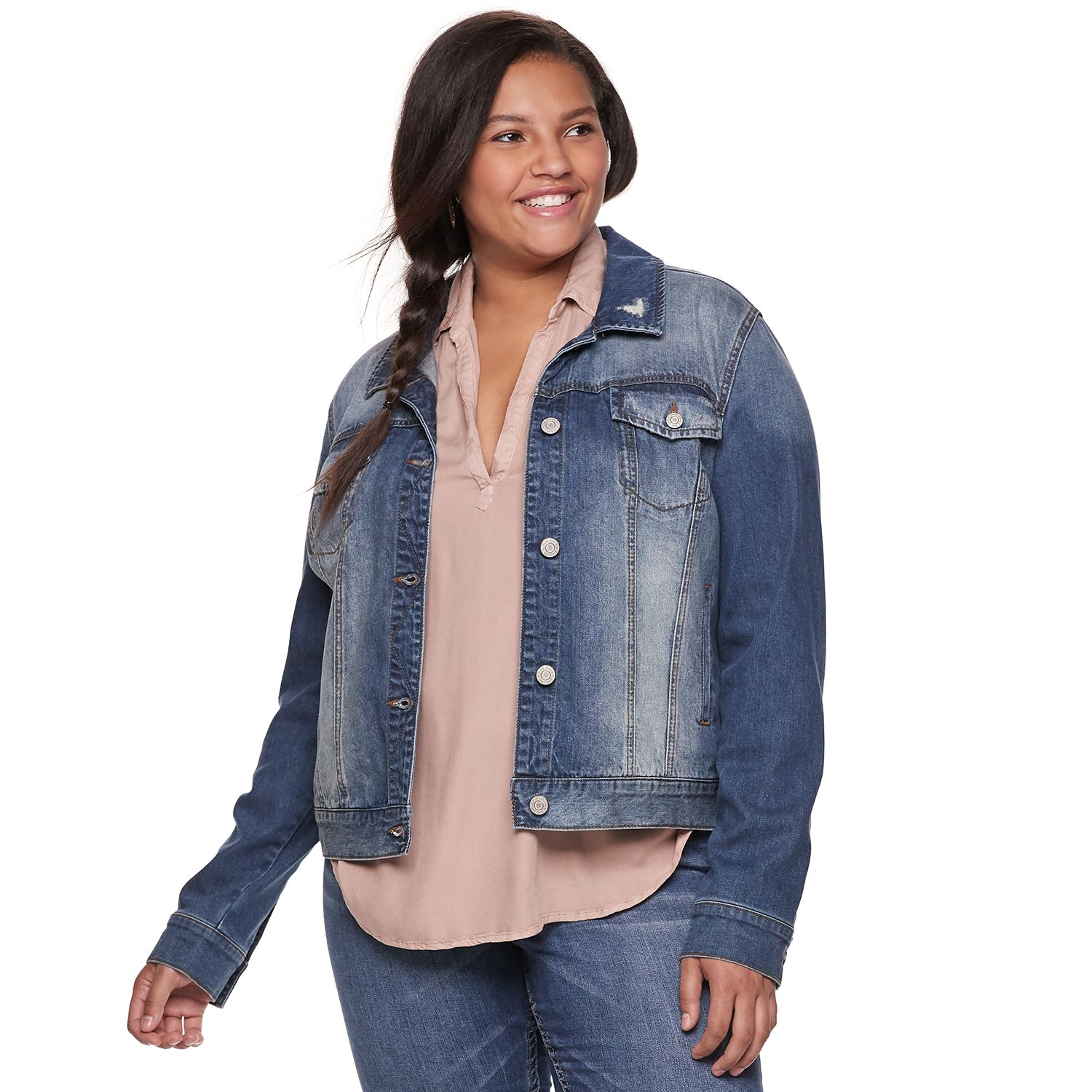 plus size denim jacket with hood