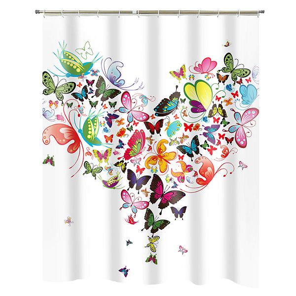 Popular Bath Erfly Heart Shower Curtain, Heart Shower Curtain Hooks